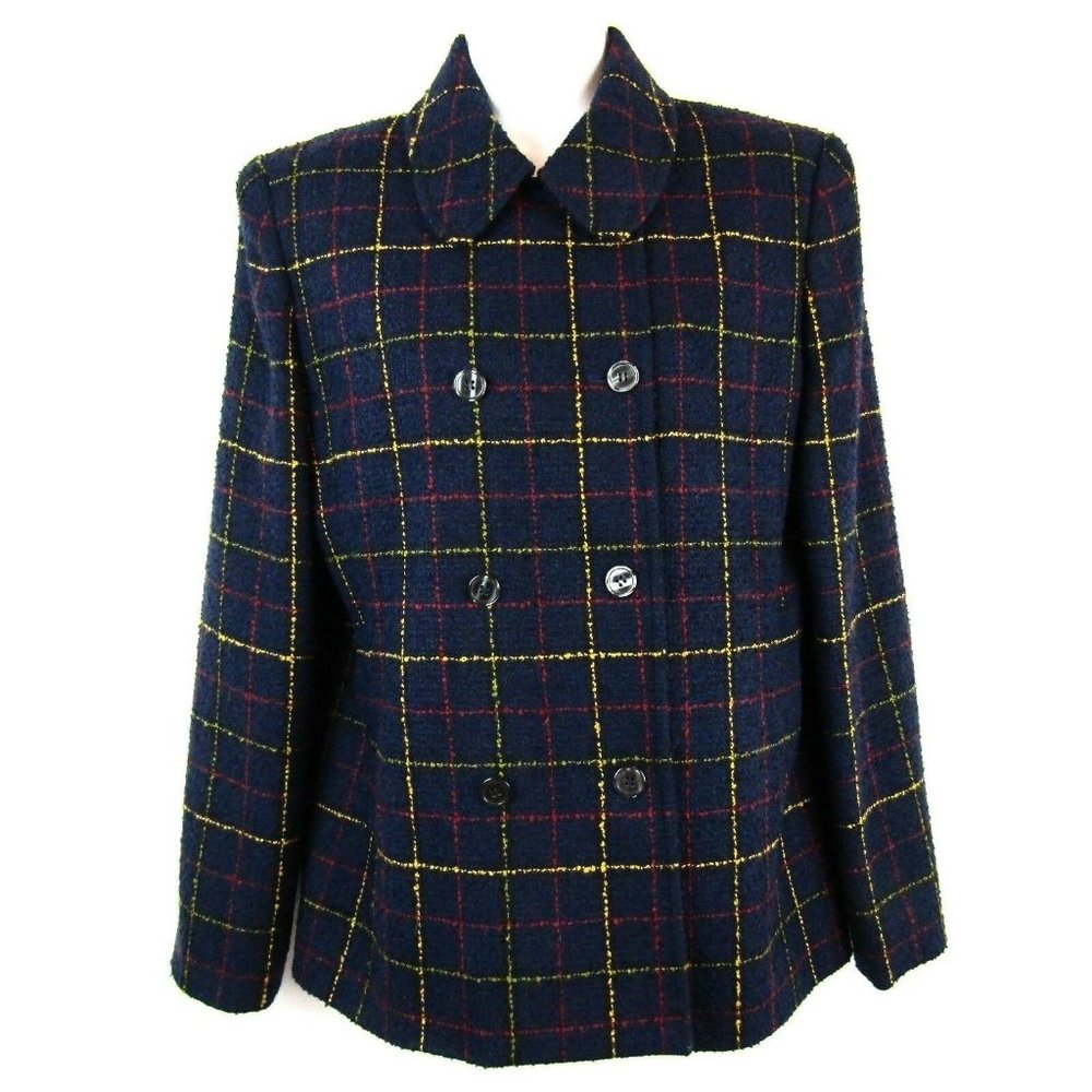 Ann Taylor Loft Woven Tweed Plaid Jacket Blazer Size 6